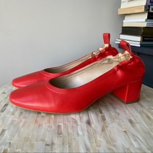Everlane The Day Block Heel in Bright Red Leather